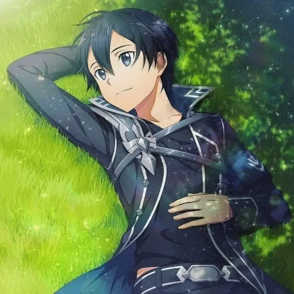 Biểu cảm anime Kirito đầy sự tự tin, khiến người xem ngưỡng mộ.