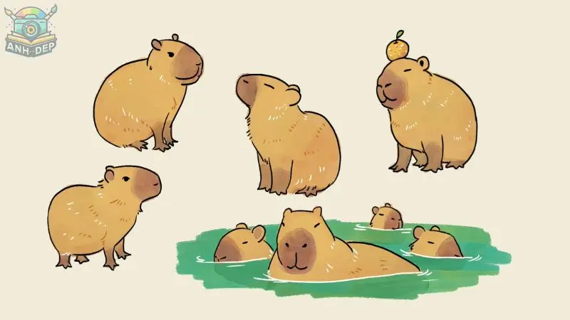 Tải ngay 333+ tranh tô màu capybara vui nhộn cho bé