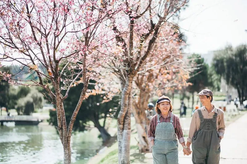 Hình ảnh đôi trai gái yêu nhau bên đồi hoa tím