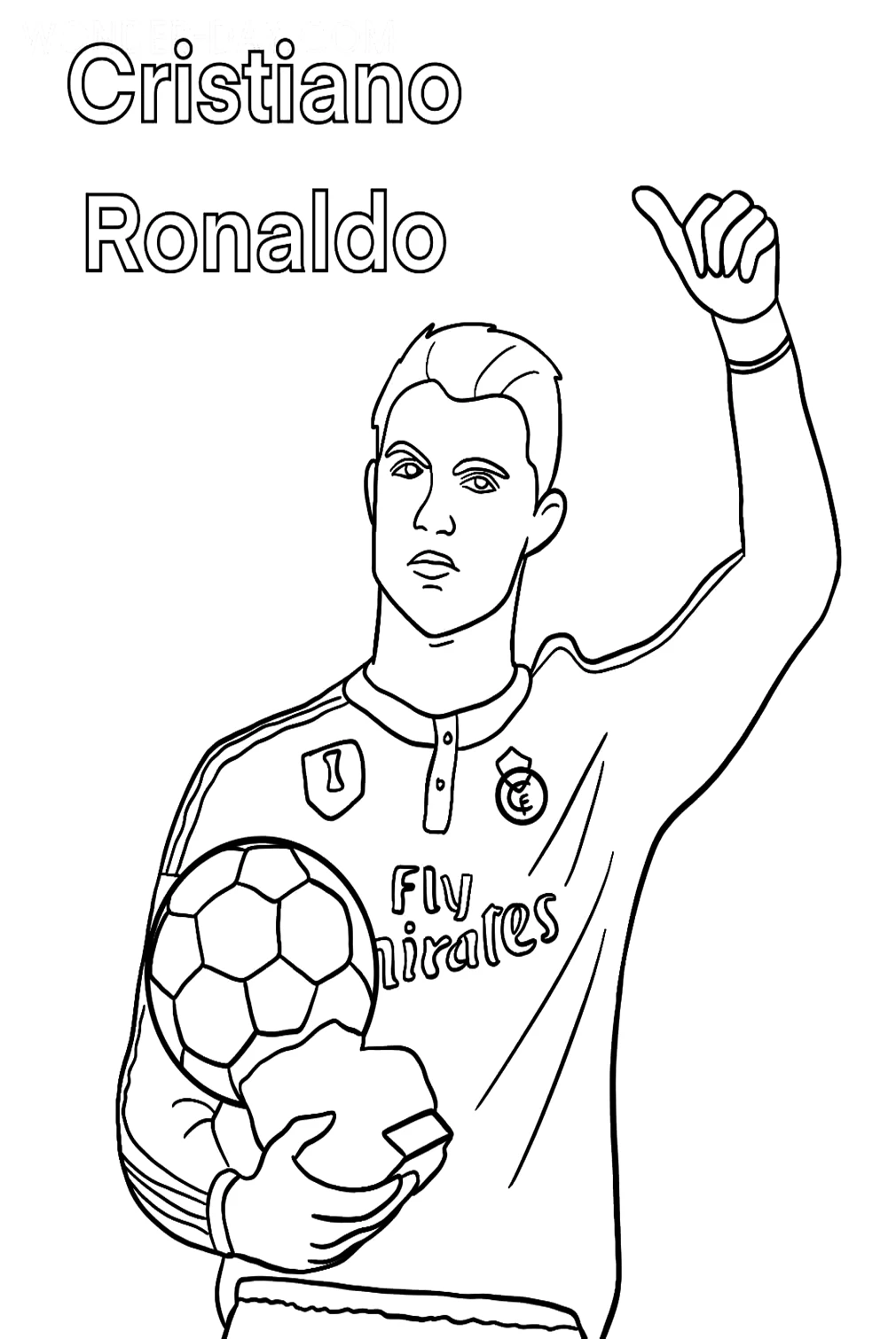 Tranh tô màu Ronaldo dễ dàng sử dụng cho bé
