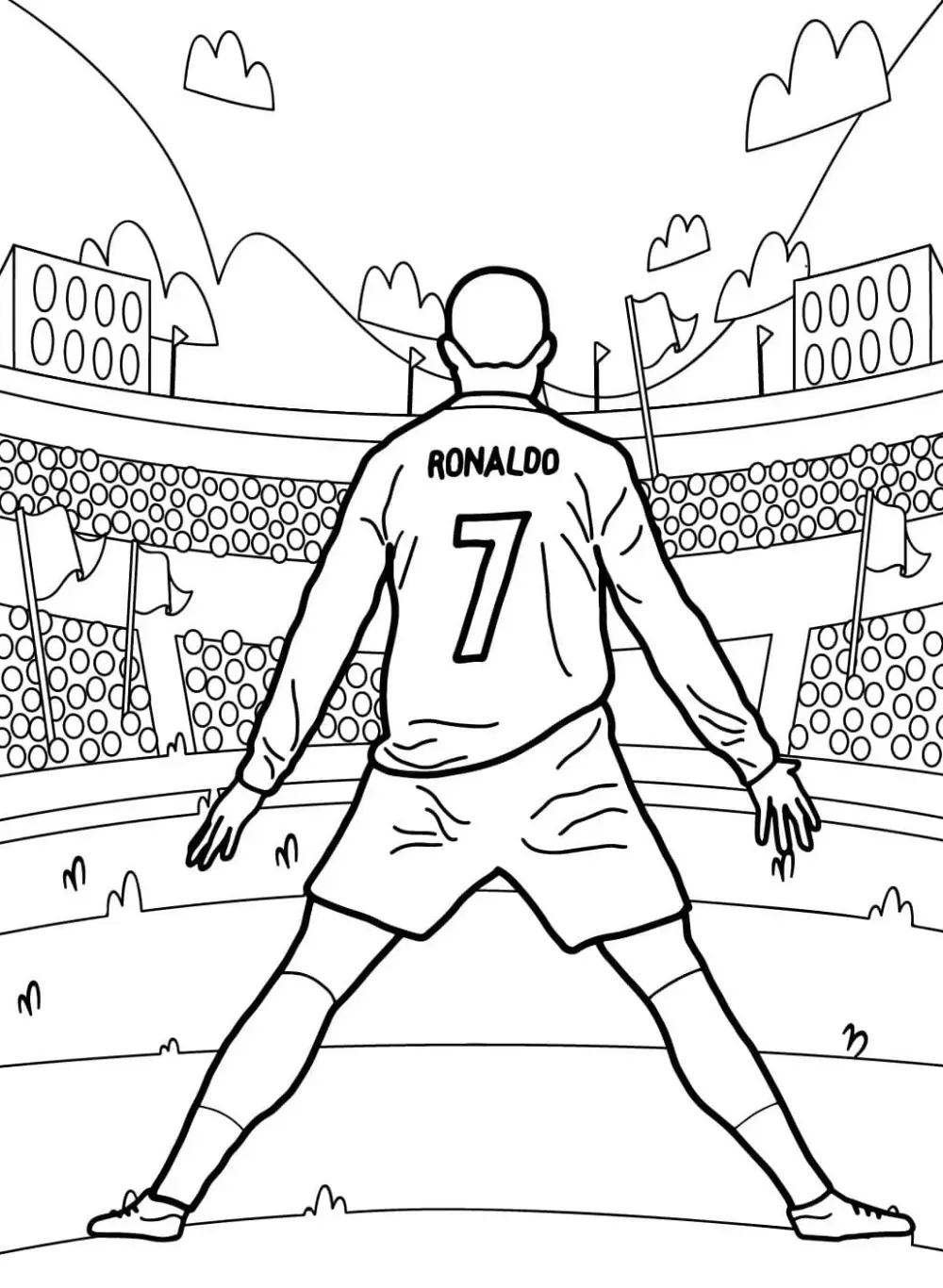 Tranh tô màu Ronaldo đơn giản dễ hiểu cho bé