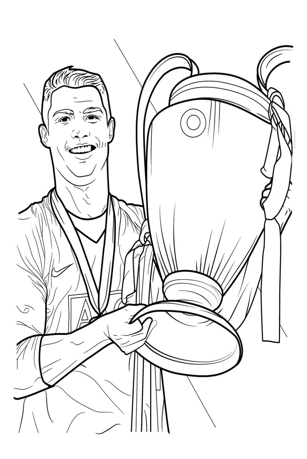 Tranh tô màu Ronaldo in sẵn cho bé tập tô