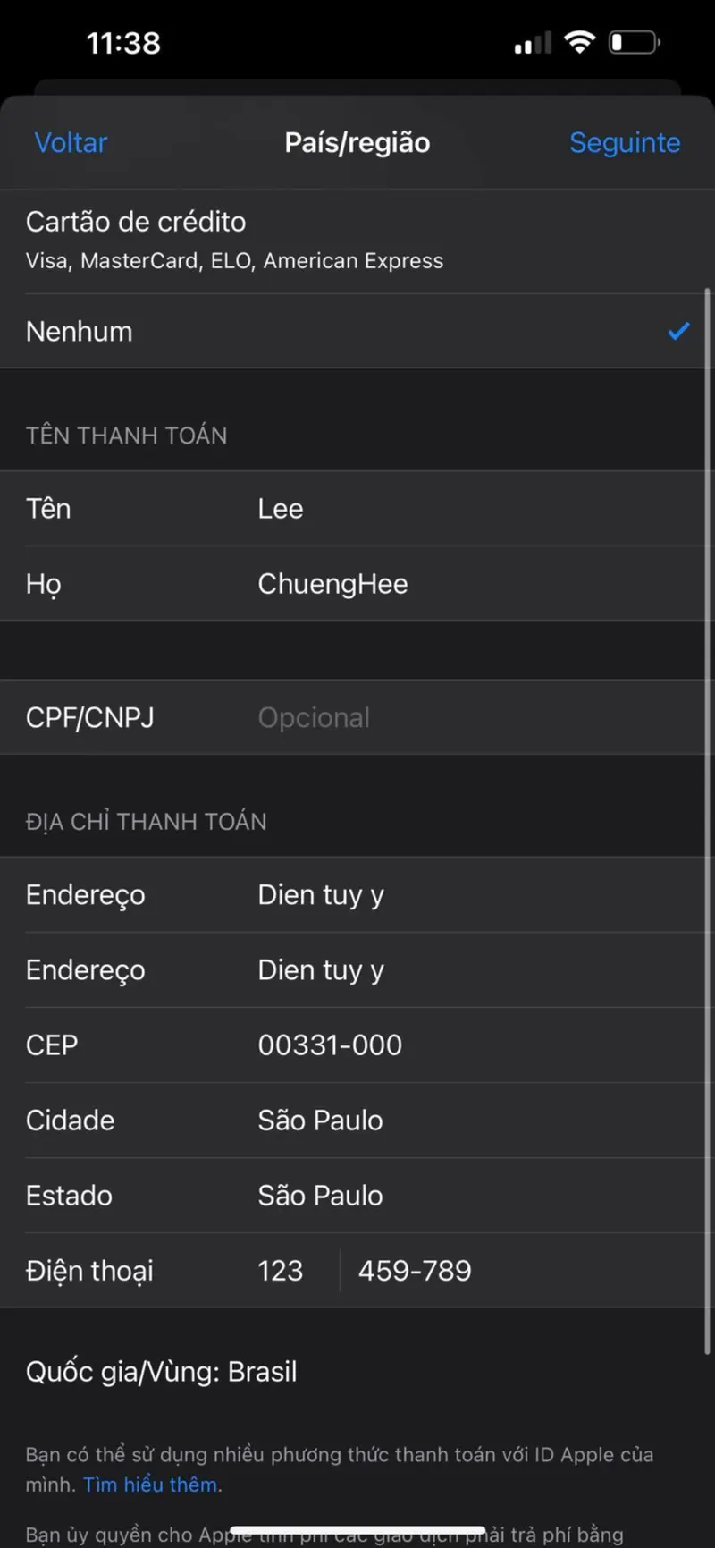 Chọn một quốc gia được hỗ trợ (ví dụ: Singapore). Chọn một quốc gia được hỗ trợ (ví dụ: Singapore).