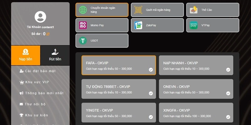 Nạp tiền 789bet với các phương thức đa dạng  