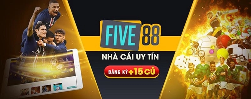 Hình ảnh logo FIVE88 với giao diện cá cược hiện đại và chuyên nghiệp.