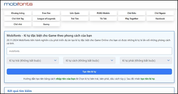 Chi tiết các bước tạo tên kí tự đặc biệt trên Mobifonts nhanh chóng, đơn giản 