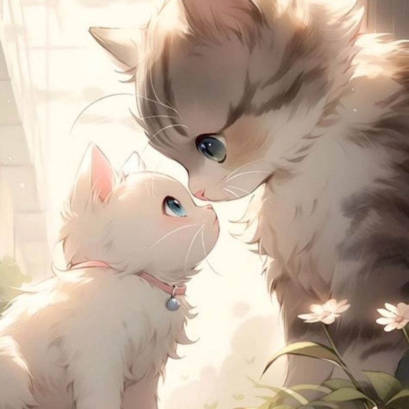 Trang trí màn hình với avatar cute hình nền mèo chibi