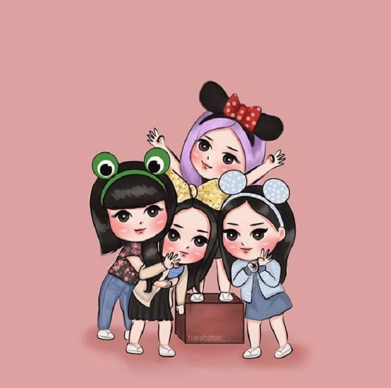 Bộ ảnh nhóm nhóm black pink chibi dễ thương