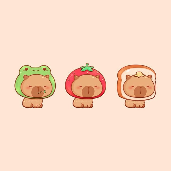 Khám phá bộ chibi chibi cute hình nền capybara vô tri
