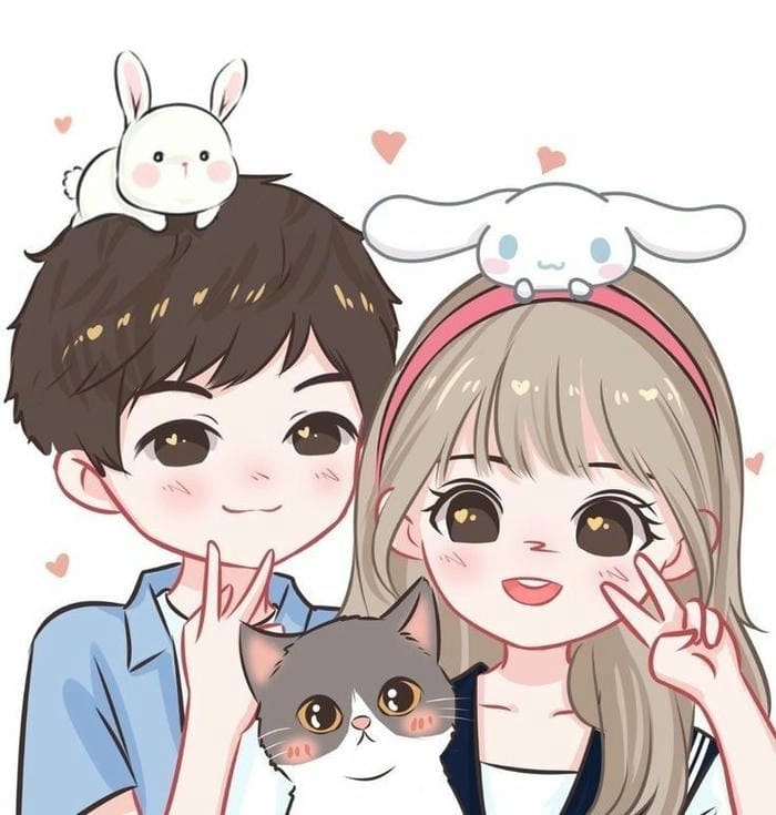 Khám phá bộ mèo chibi mập đôi ngộ nghĩnh