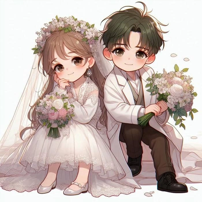 Khám phá ảnh chibi cô dâu chú rể