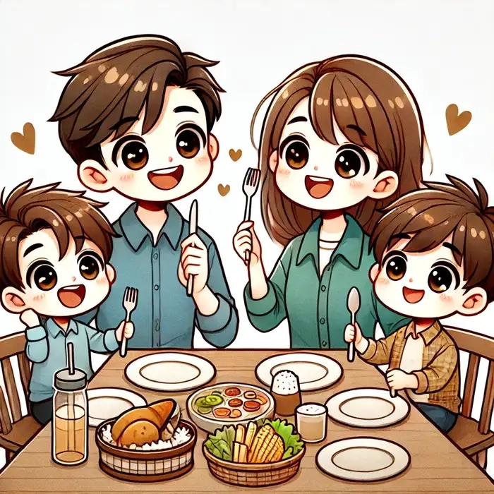 Ảnh gia đình chibi dễ thương đáng yêu ảnh gia đình chibi