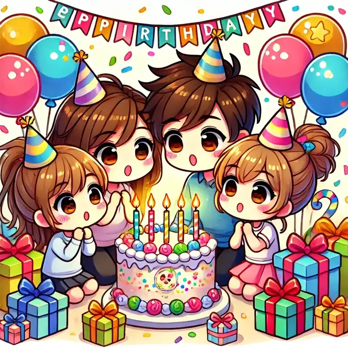 Ảnh gia đình chibi 4 người đáng yêu ảnh gia đình chibi 4 người