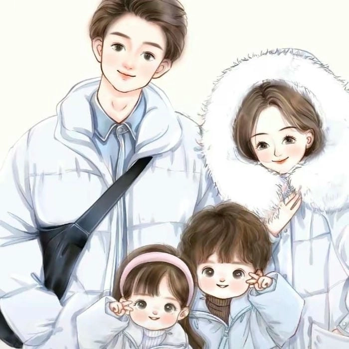 Tranh gia đình chibi nghệ thuật sinh động tranh gia đình chibi