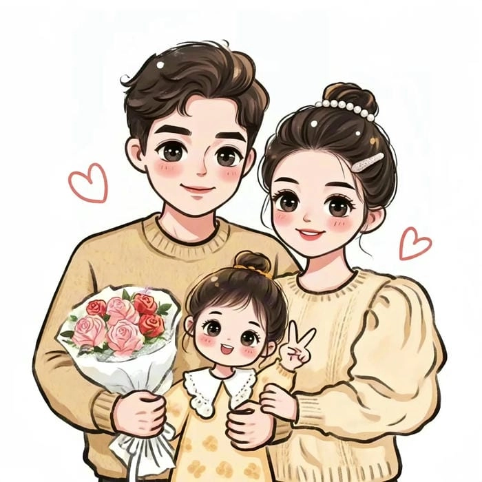 Gia đình anime chibi phong cách trẻ trung gia đình anime chibi