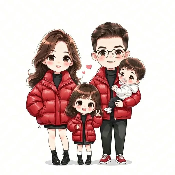 Vẽ gia đình chibi đáng yêu dễ thương vẽ gia đình chibi