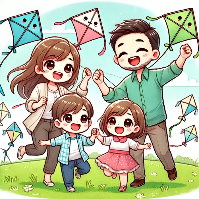 Hình vẽ gia đình chibi sinh động tự nhiên hình vẽ gia đình chibi
