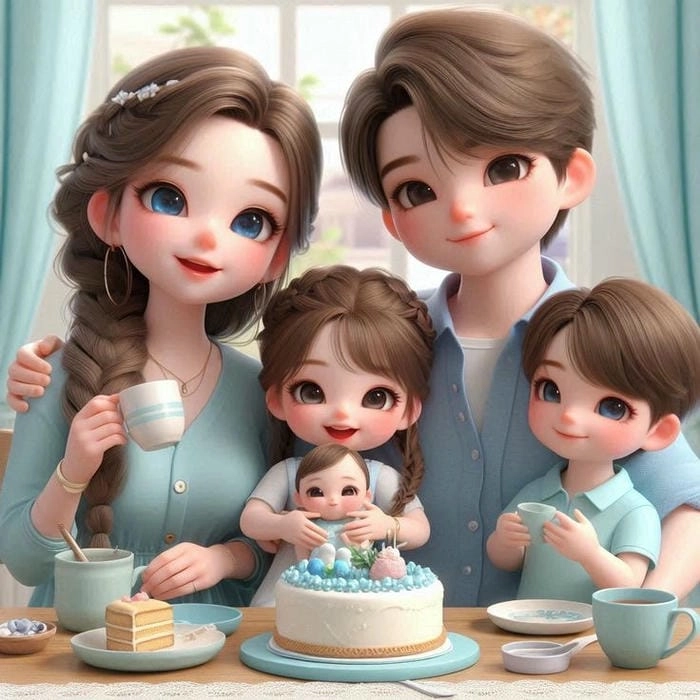 Gia đình của chibi nhỏ bé hạnh phúc gia đình của chibi