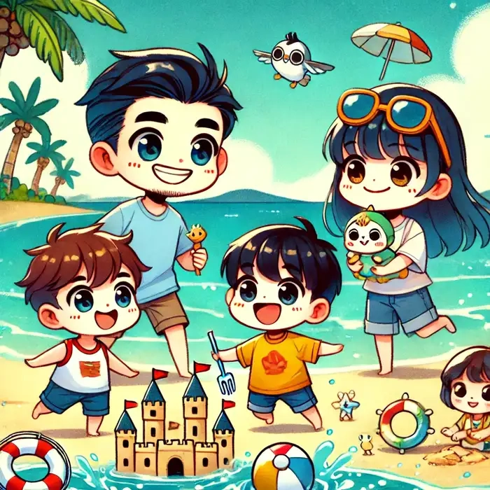 Tranh vẽ gia đình chibi đong đầy yêu thương tranh vẽ gia đình chibi