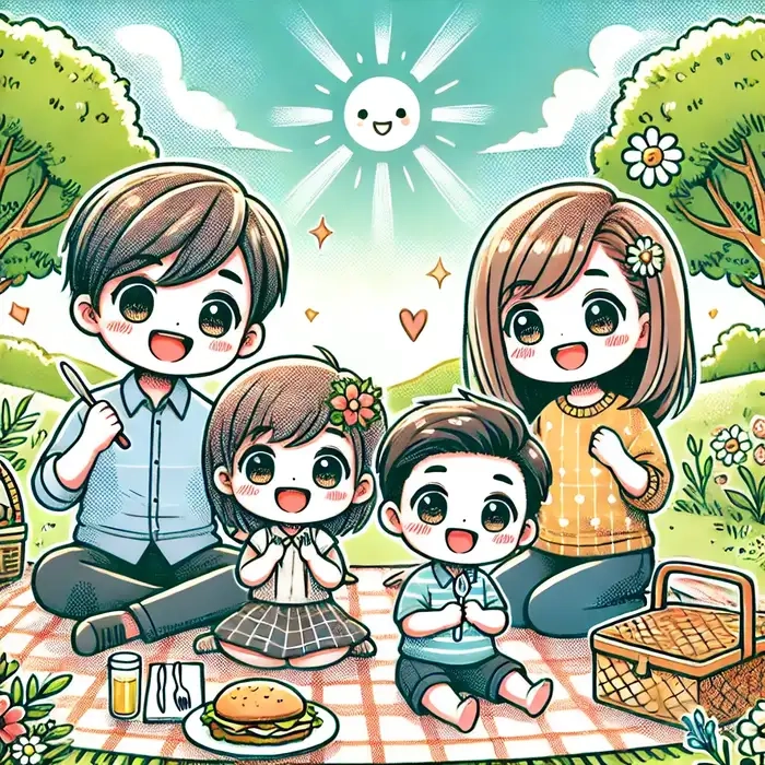 Gia đình chibi cute vui vẻ ấm áp gia đình chibi cute