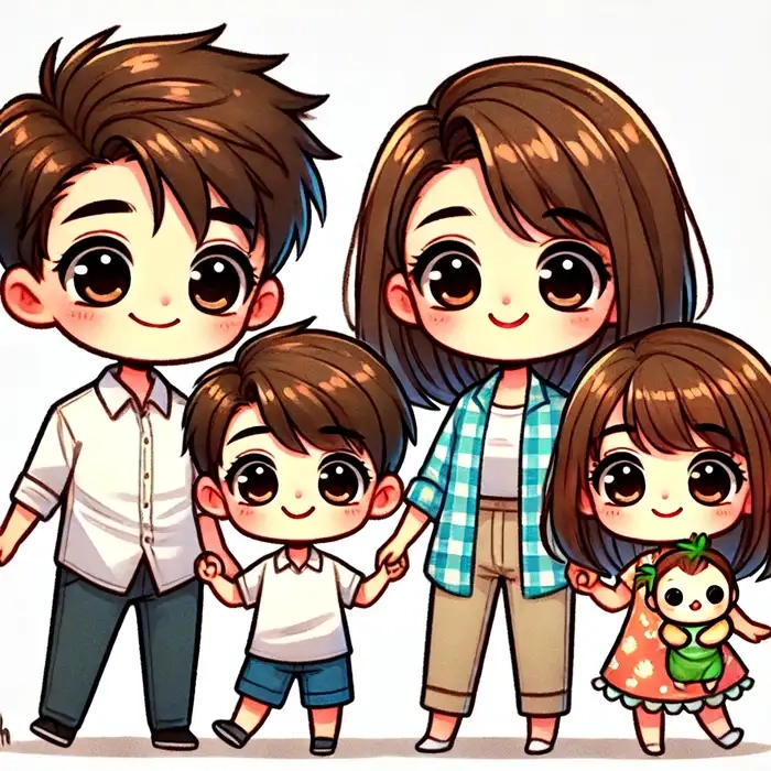 Mẫu chibi gia đình sáng tạo độc đáo mẫu chibi gia đình