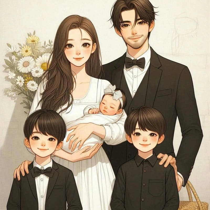 Ảnh gia đình hình chibi siêu dễ thương ảnh gia đình hình chibi