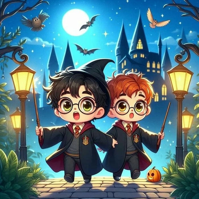 Bộ sticker độc đáo harry potter chibi sticker