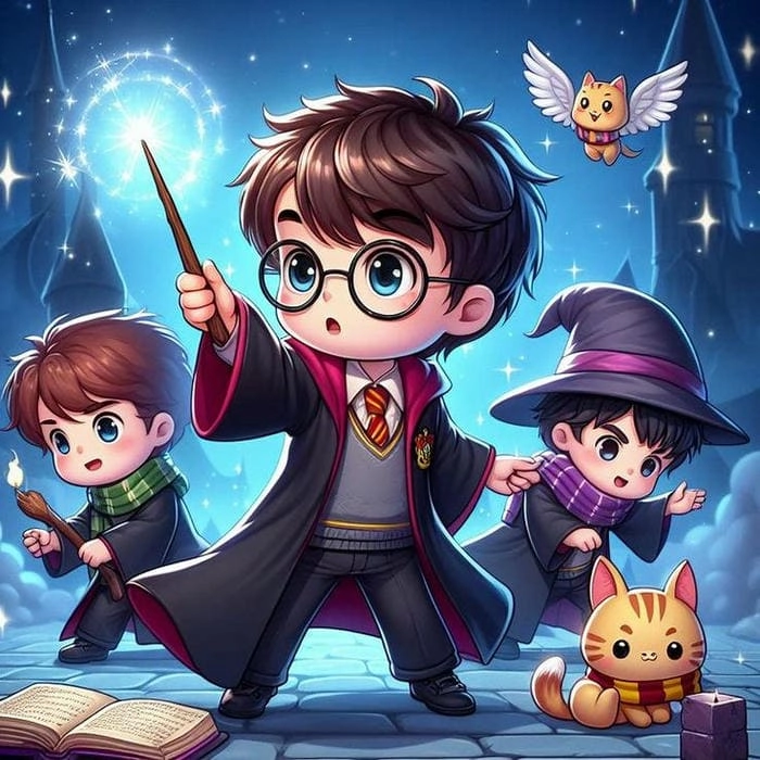Khám phá vector nghệ thuật harry potter chibi vector