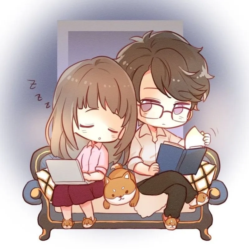 Góc đáng yêu với ảnh cặp đôi anime chibi cute