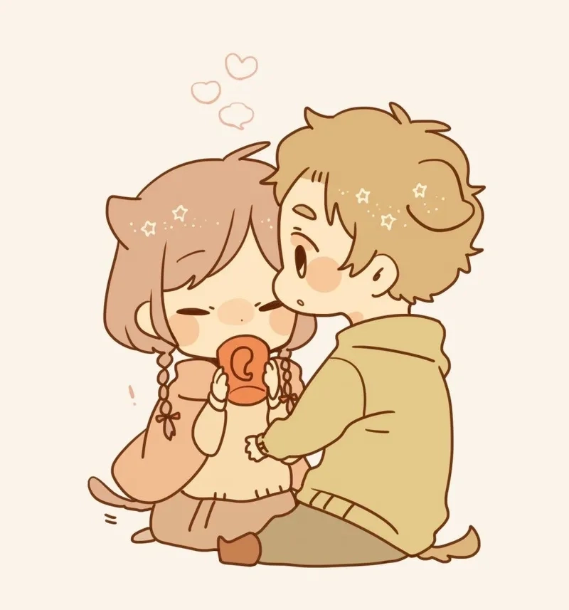 Thư giãn cùng hình chibi cặp đôi dễ thương
