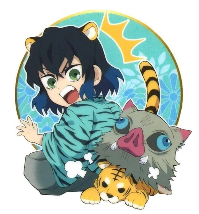 Bộ ảnh demon slayer inosuke chibi cực đẹp