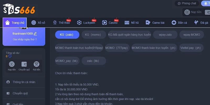 Nạp tiền mượt mà qua link vào s666 