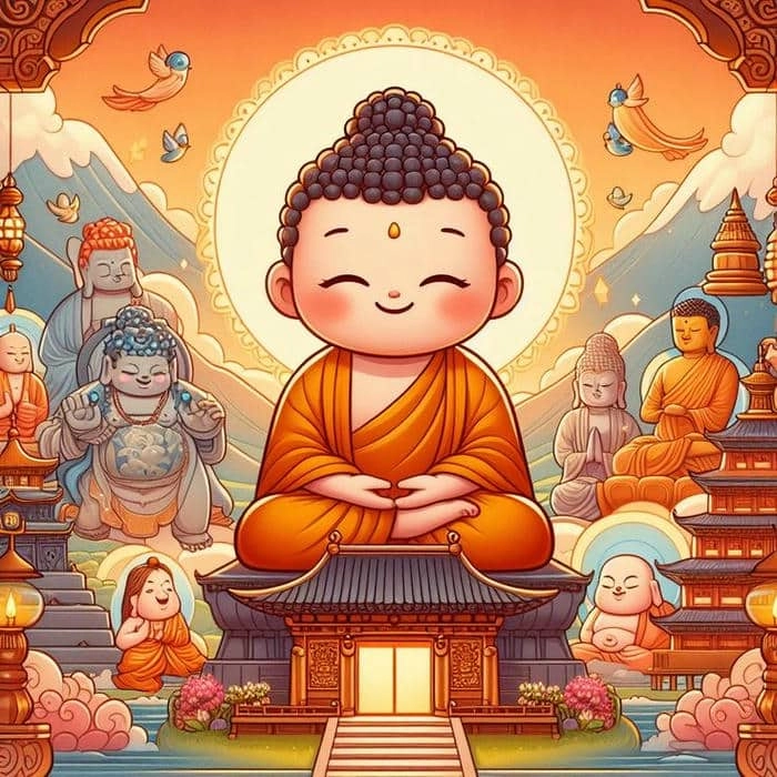 Tạo hình dễ thương phật tử chibi