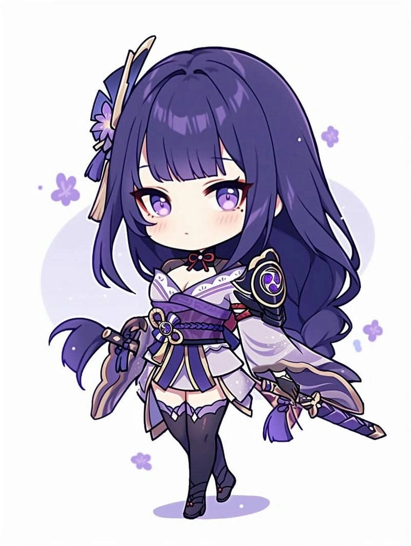 Ảnh gif siêu dễ thương chibi raiden shogun gif