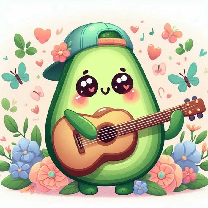 Ảnh hoạt hình cực yêu quả bơ chibi