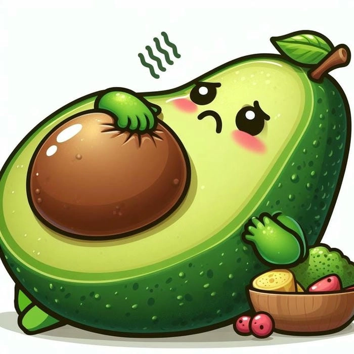Hình vẽ đáng yêu hình chibi quả bơ