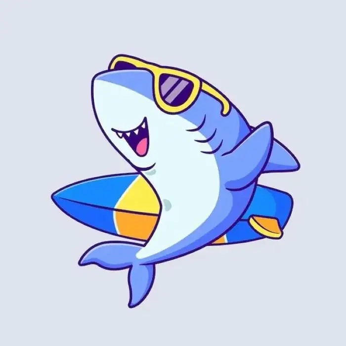 Hình cá mập chibi đầy sắc màu tươi sáng