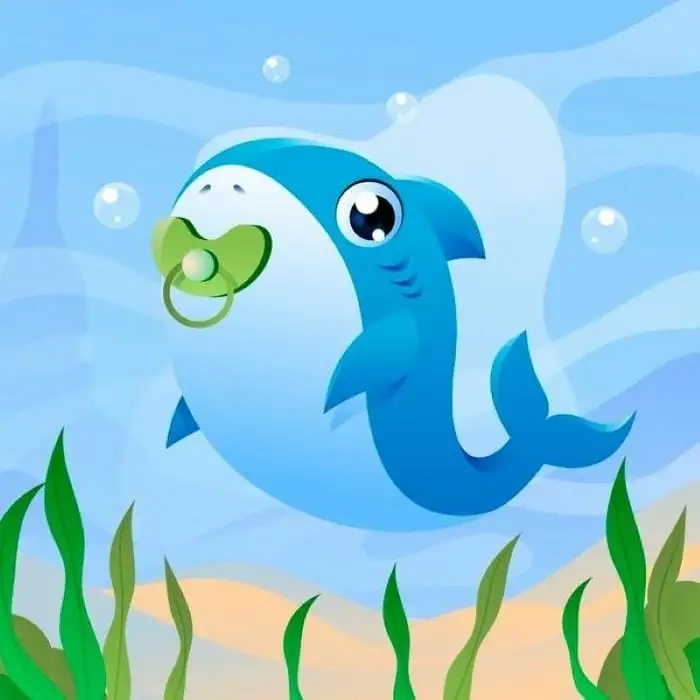 Hình con cá mập chibi với nét vẽ dễ mến