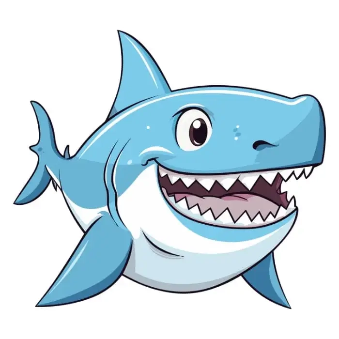 Vẽ cá mập chibi cute phong cách hoạt hình