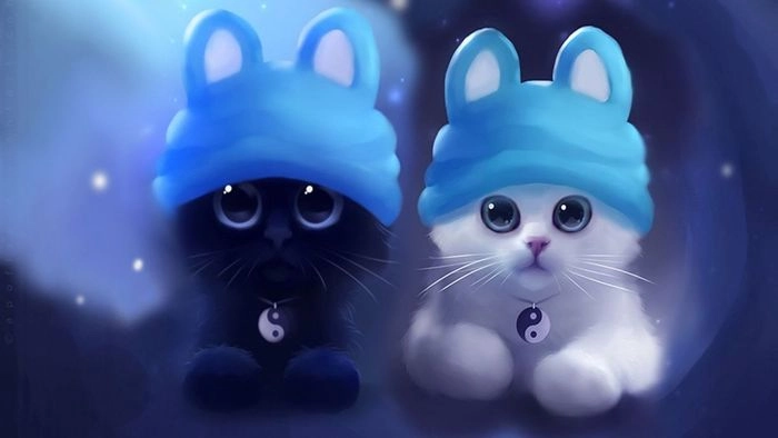 Chibi avatar đôi bff cute mèo hợp rơ cực đáng yêu
