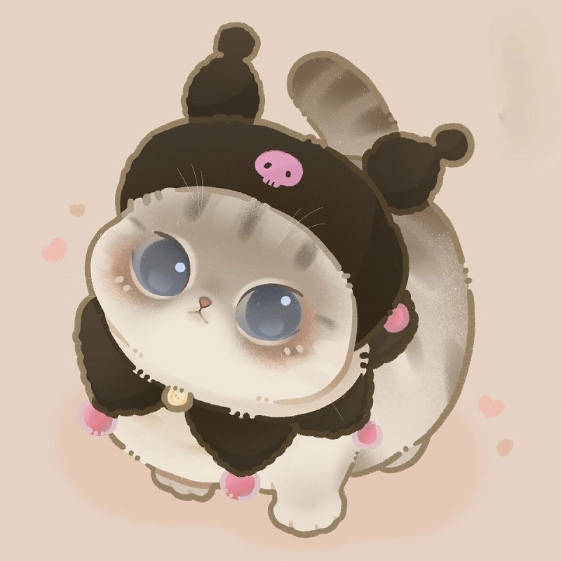 Avatar ảnh mèo cute chibi toát lên sự dễ thương