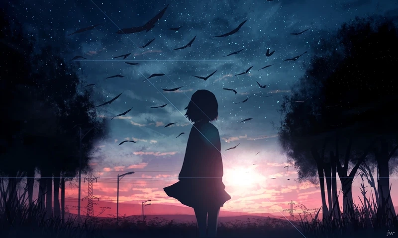 Tâm hồn lặng yên qua ảnh phong cảnh anime buồn
