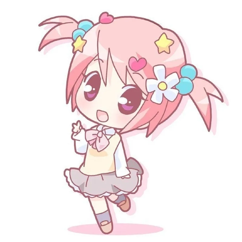 Hình chibi cute anime rực rỡ giữa nền trong suốt