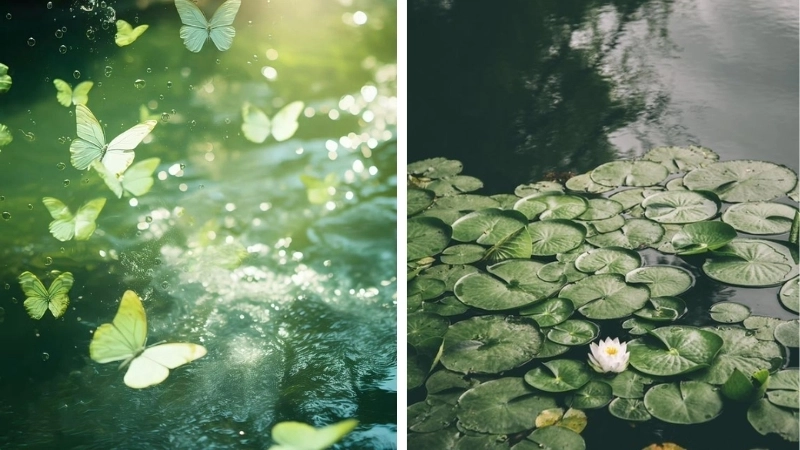 Hình ảnh lá chuối xanh mướt mát như vừa mưa xong