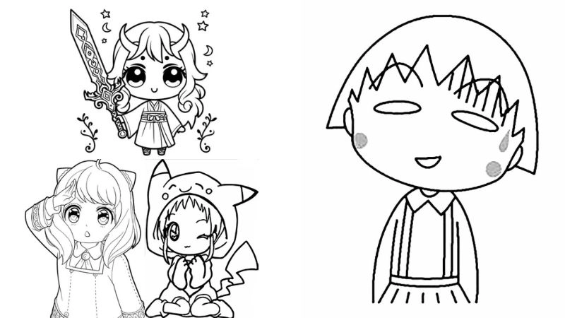 Bộ tranh tô màu chibi cute đầy sắc màu cho bé thỏa sáng tạo