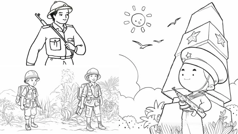 Bộ 99+ tranh tô màu chú bộ đội giúp bé thêm yêu tổ quốc