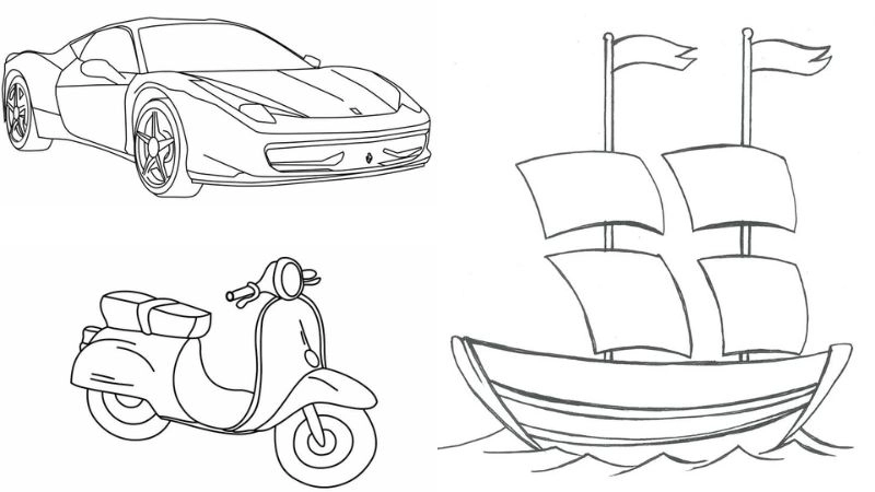 Tranh tô màu phương tiện giao thông cho bé tô