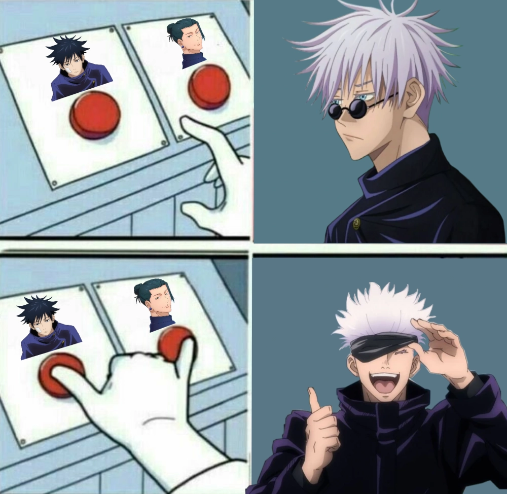 Gojo meme template được dùng mọi thể loại