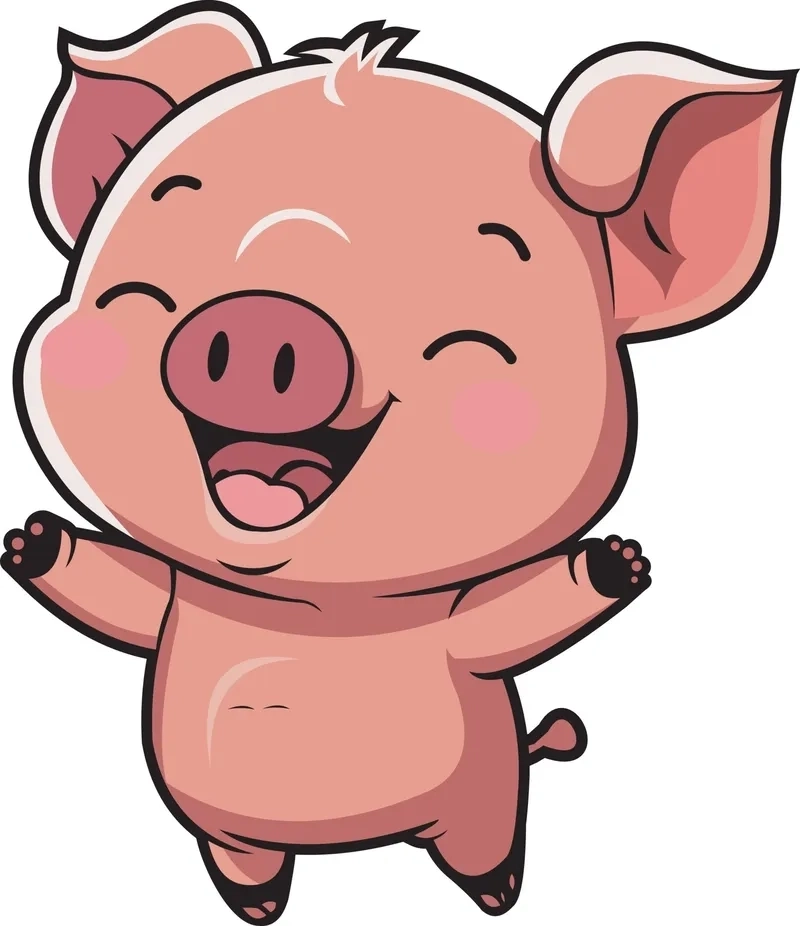 Hình lợn chibi được vẽ theo phong cách Nhật