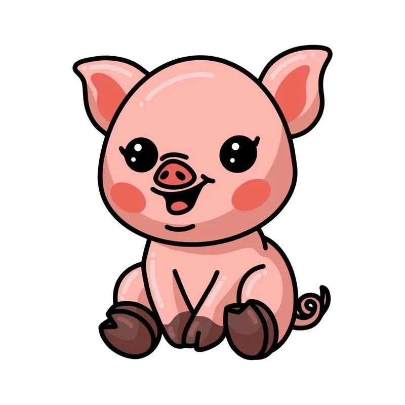 Hình ảnh con heo mập chibi tròn xoe dễ mến